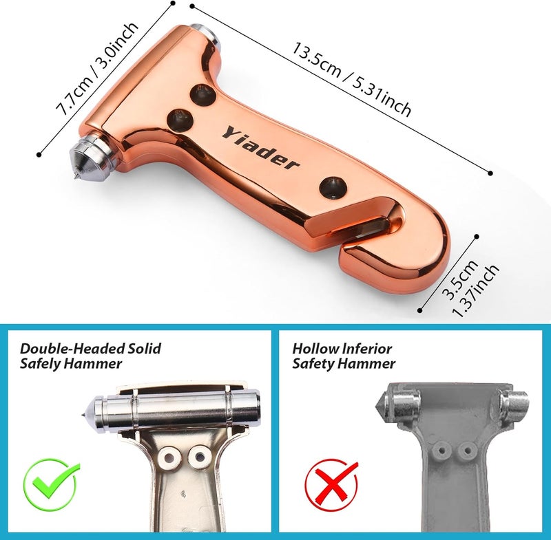 Yiader Store Window Breaker Seatbelt Cutter, 3-in-1 Emergency Escape Tool with Car Safety Hammer, Safety Emergency Car Escape Tool for Car, Electroplated Gold - Image 3